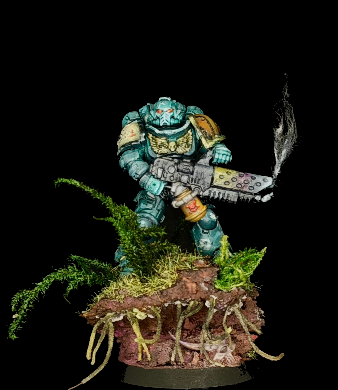 A painted miniature arranged as a display composition